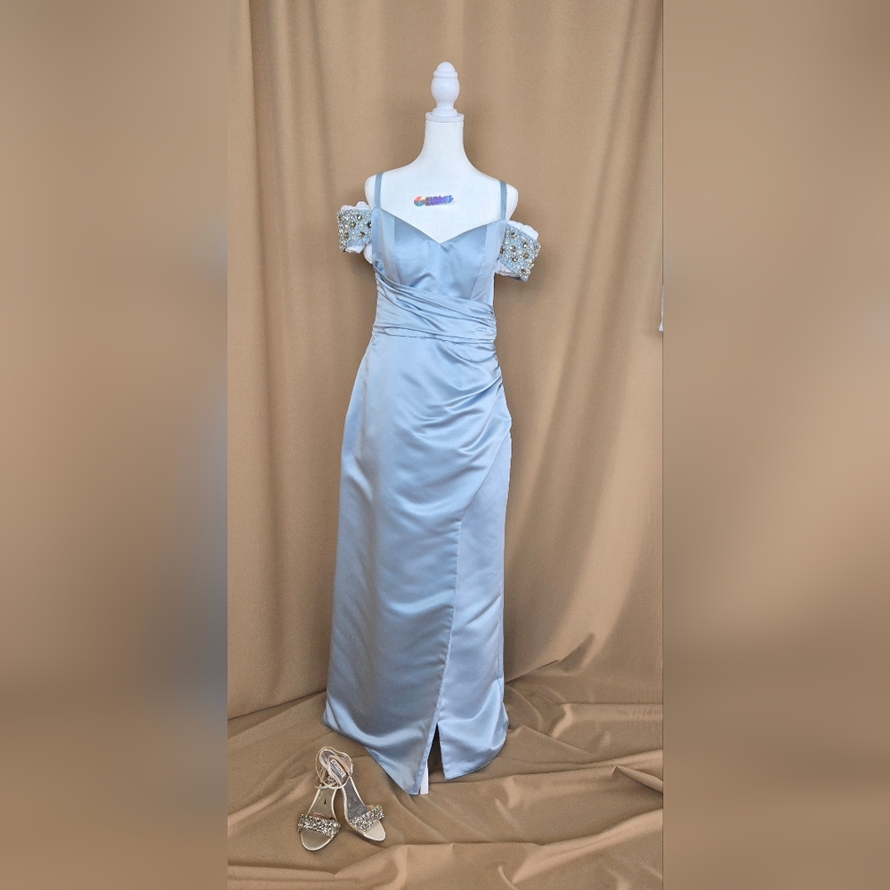 Elegant Blue Off-Shoulder Dress